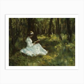 Reading In The Woods 4 Art Print