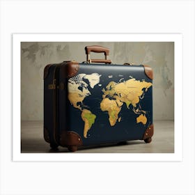 World Map Suitcase Art Print