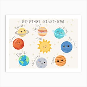 Solar System Kids and Nursery Art Print