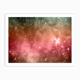 Pink Grey Red Galaxy Space Background Art Print