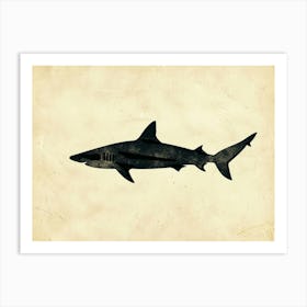 Pelagic Thresher Shark Grey Silhouette 3 Art Print
