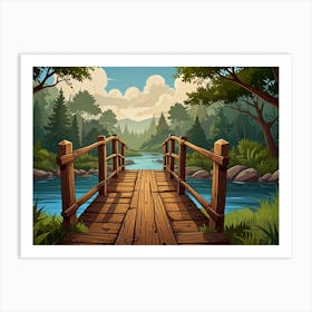 Wooden Bridge In The Forest 1 Art Print