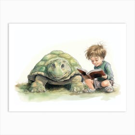 Reading With A Tortoise Art Print