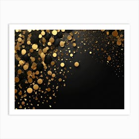 Gold Confetti On Black Background 1 Art Print