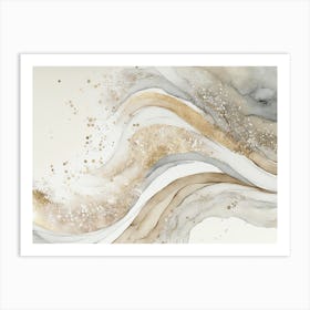 Elegant Natural White Gold Marble Art Print