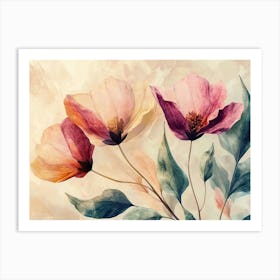 Flowers In A Watercolor Style 9 Art Print