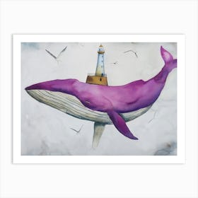 Purple Whale Art Print