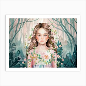 Girl In The Forest Art Print