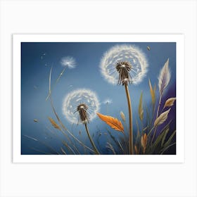 Dandelions In Night Sky Art Print