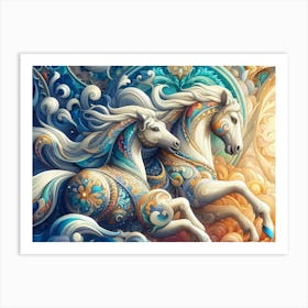 Two Horses In The Sun Art Print