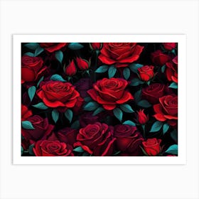 Red Roses Wallpaper Art Print