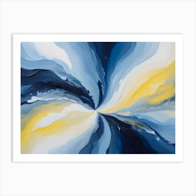 Abstract Image Of Swirling, Flowing Shapes In Shades Of Blue, Yellow, And White, Creating A Dynamic And Vibrant Effect Art Print