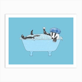 Bubble Bath Badger Art Print