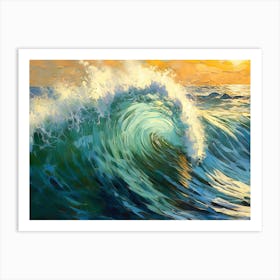 Ocean Wave At Sunset 2 Art Print