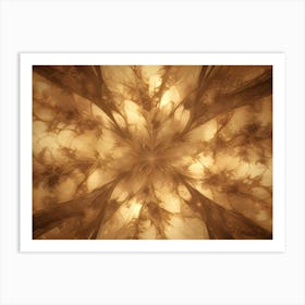 Intricate, Abstract Fractal Design With A Warm, Golden Color Palette, Resembling A Blooming Flower Or Celestial Body Art Print