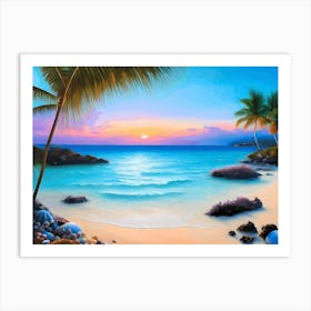 Tropical Beach Oil art Art Print