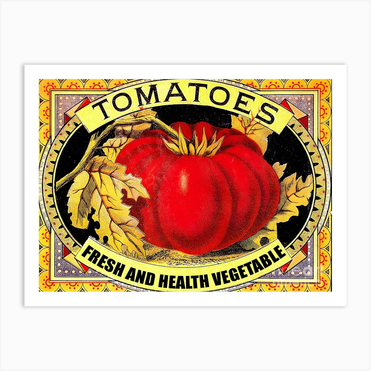 Fresh Tomatoes, Big Red Tomato, Vintage Advertising Poster Art Print by Vintage Spirit
