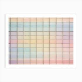 An Abstract Image Of A Grid Of Pastel Colored Squares, Creating A Calming And Minimalist Background Art Print