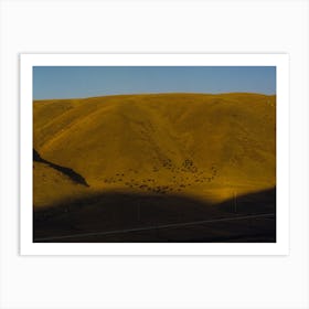Tibetan Plateau Mountain In Golden Sunset Art Print
