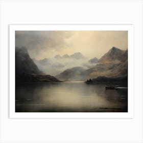 Rustic Mountain Lake Vintage Art Print