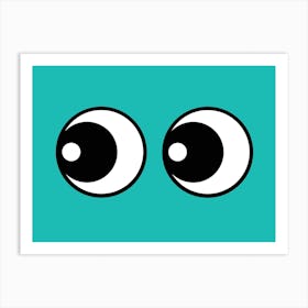 Making Eyes Left Turquoise Art Print