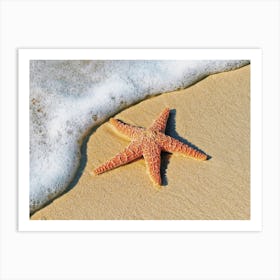 Orange Starfish On Beach Art Print