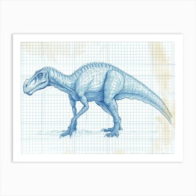 Parasaurolophus Dinosaur Skeleton Blueprint 2 Art Print