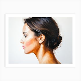 Side Profile Of Beautiful Woman Oil Painting 77 Art Print