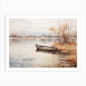 A Painting Of A Lake In Autumn 1 Art Print