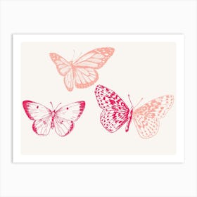 Pink And White Butterflies Art Print