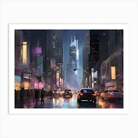 New York City At Night Paintings Art Print 1 Art Print