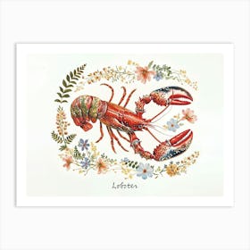 Little Floral Lobster 1 Poster Art Print