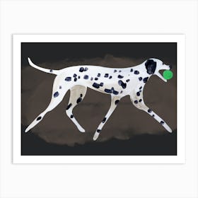 Dalmatian Ball dog animal poster print dark brown pet white black spotted Art Print