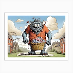 Monster With A laundry Basket Art Print