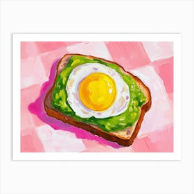 Avocado Egg On Toast Pink Checkerboard 1 Art Print
