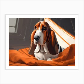 Basset Hound In Blanket Art Print