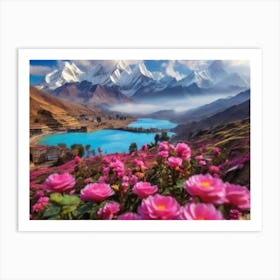 Pink Flowers In The Mountains 5 Art Print