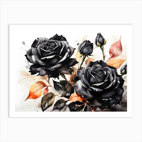 Default A Stunning Watercolor Painting Of Vibrant Black Roses 2 (1) Art Print