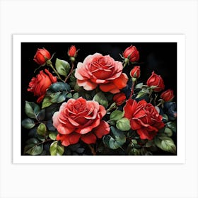 Default A Stunning Watercolor Painting Of Vibrant Red Roses An 3 (1) Art Print