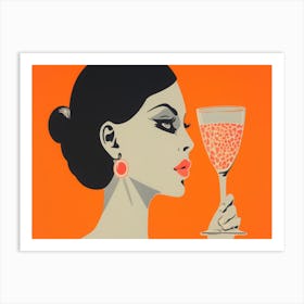 Girl With A Glass Of Wine Art Print