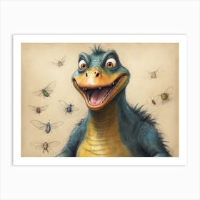 Dinosaurs And Bugs Art Print