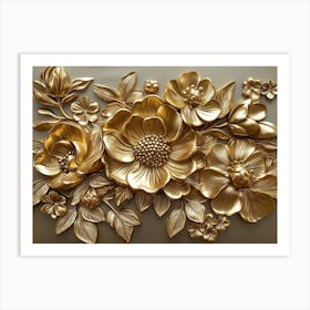 Gold Flowers 52 Art Print