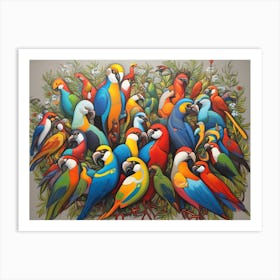 Colorful Parrots Art Print