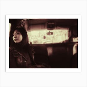 Girl in a Taxi Art Print