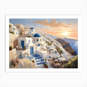 Sunset in Santorini Art Print