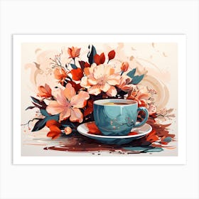 Coffee Cup With Flowers 5 Art Print