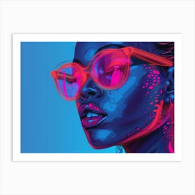 Neon Girl With Glasses Art Print