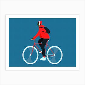 Man Riding A Bike Art Print