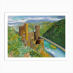 Landscape With Rheinstein Castle On The River In Germany Art Print