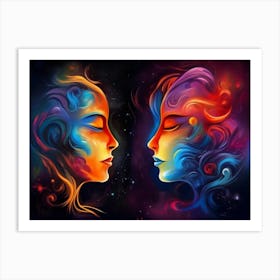 Two Women In Space 1 Art Print